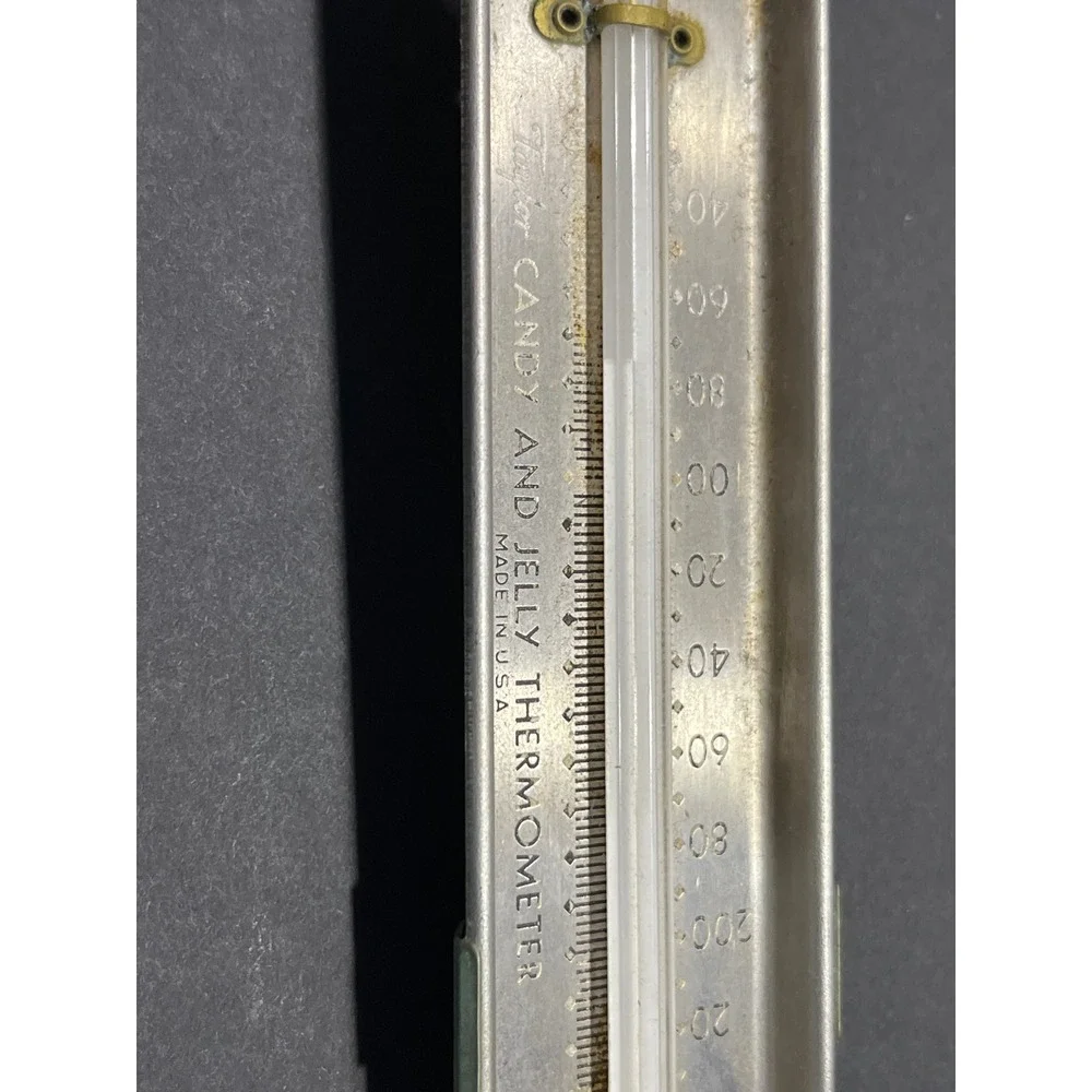 Vintage Taylor Candy and Jelly Thermometer No 5908 Stainless Steel USA Teal Box
